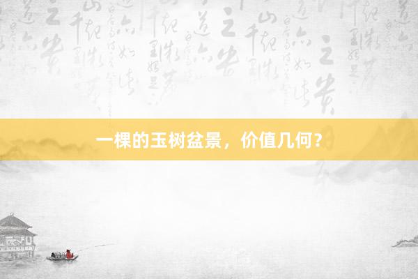一棵的玉树盆景，价值几何？