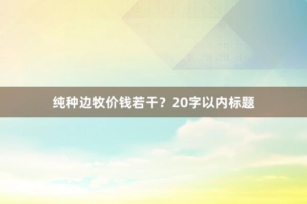 纯种边牧价钱若干？20字以内标题